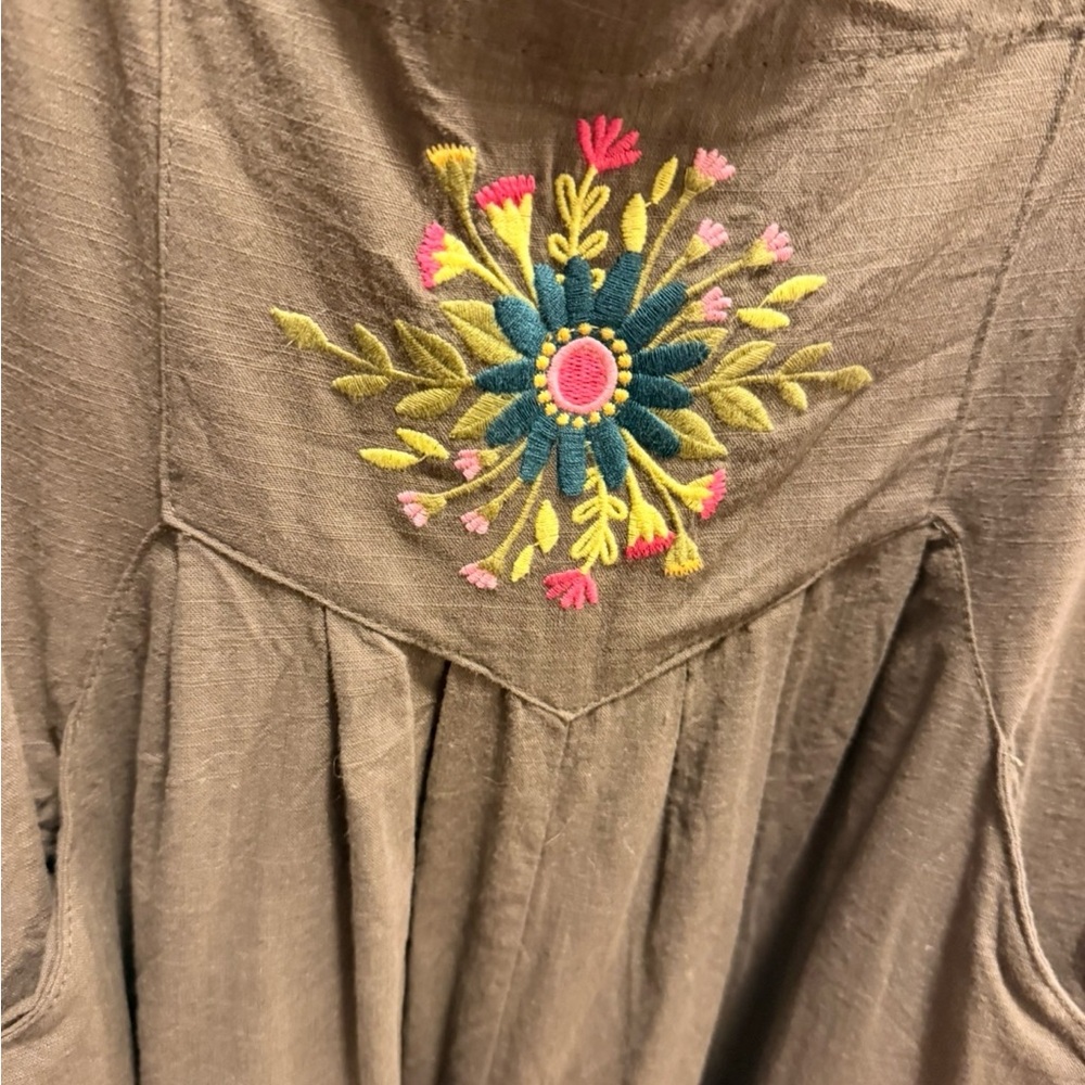 NATURAL LIFE Brown Embroidered Wide-Leg Jumpsuit - Picture 3 of 9